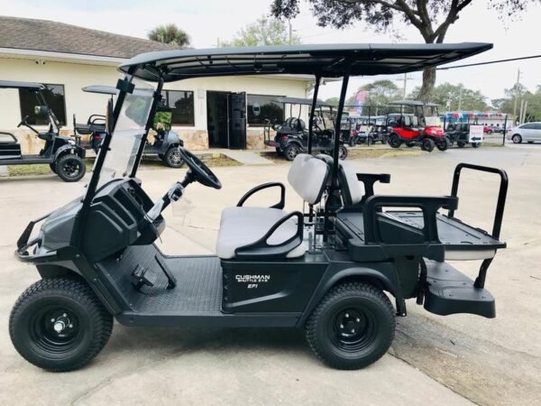 Rear seating and cargo area of 2024 Cushman Shuttle 2+2 Gas at Belle Meade Country Club.