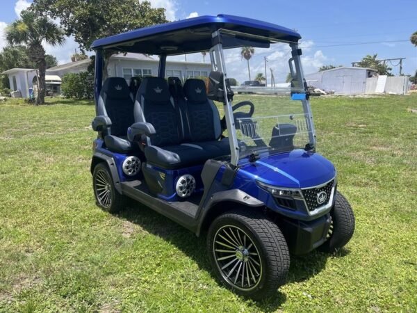Front view of 2025 Evolution D-Max GT4 golf cart available in Tennessee with nationwide delivery and export options