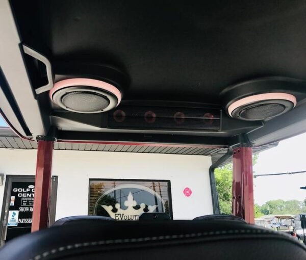 Sección de carga trasera y utilidad del carrito de golf eléctrico Evolution D-Max GT4 Red 2025 disponible en Nueva York con exportación y entrega a nivel nacional