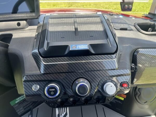 Dashboard of 2025 Evolution D-Max GT4 Red golf cart available in Virginia with nationwide delivery and export options