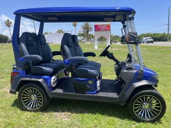 Four-passenger seating of 2025 Evolution D-Max GT4 golf cart available in Tennessee with export and nationwide delivery