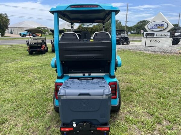 LED lights and wheels of 2025 Evolution D-Max GT4 Sky Blue golf cart available for export and nationwide delivery