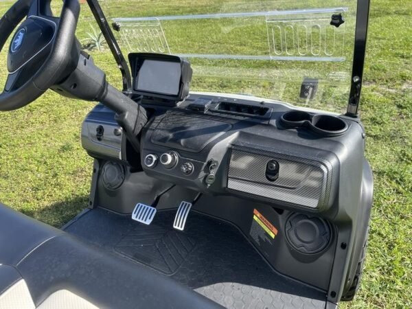 Dashboard interior of 2025 Evolution D5-Ranger 2+2 white golf cart available for California and nationwide delivery