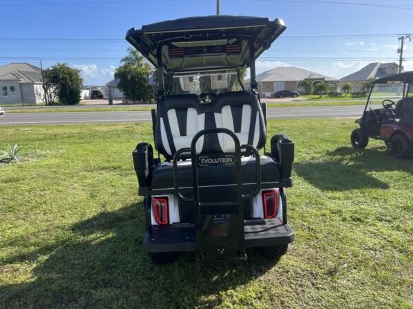 Rear design of 2025 Evolution D5-Ranger 2+2 white golf cart available California nationwide delivery