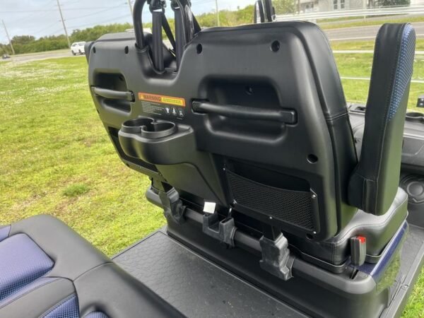 Four-passenger seating of 2025 Evolution D5-Ranger 4 Blue golf cart available in Arizona with export and nationwide delivery