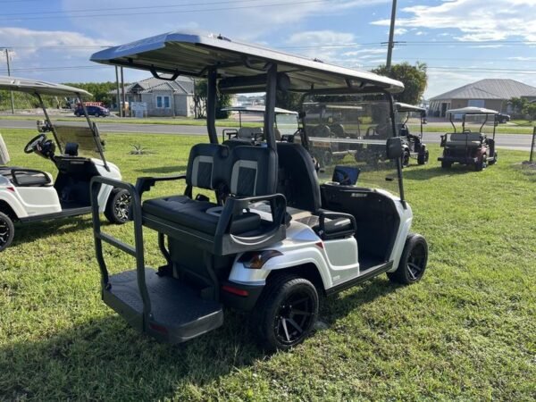 Suspension and tires of 2025 Star EV Sirius 2+2 at Barton Creek Resort & Spa.