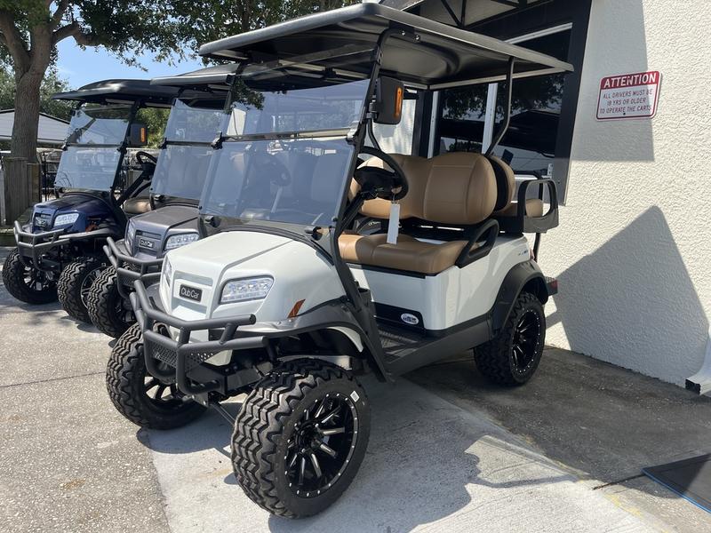 Lifted suspension and all-terrain tires on 2025 Club Car Onward Lifted 4 Passenger XR Lithium in Philadelphia Pennsylvania
