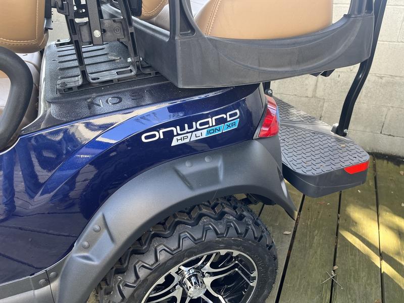 Lifted suspension and rugged tires on 2025 Club Car Onward Lifted 4 Passenger XR Lithium in Savannah Georgia