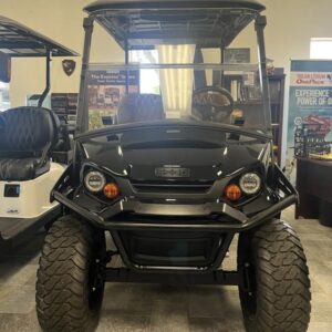 Front view of 2025 E-Z-GO Express 4 ELiTE Lithium Lifted Black in Chicago Illinois