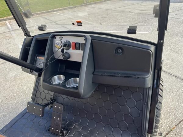Dashboard and control panel of 2025 E-Z-GO Express 6 ELiTE Lithium Inferno Red in Los Angeles California