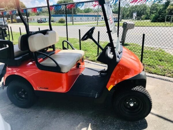 Front view of 2025 E-Z-GO Valor Gas Solar Flare in Jacksonville Florida