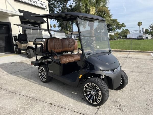 Side view of 2026 E-Z-GO Freedom RXV ELiTE Lithium Black in Dallas Texas