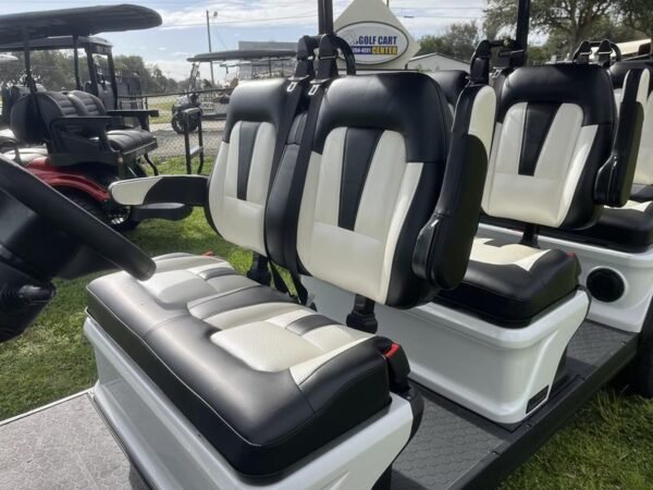Street legal 2025 Evolution D5-Ranger 6 White six-passenger golf cart available in Michigan with nationwide delivery and export