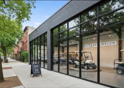 Interior of the Golf Carts Nation showroom at 69 9th St, Brooklyn, NY.