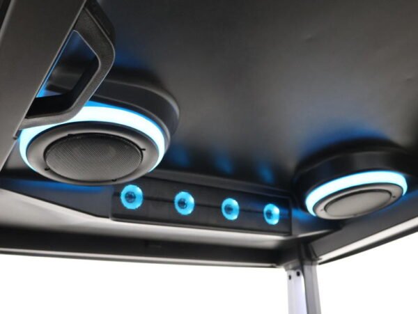 Roof-mounted speakers with LED lighting on the Evolution D-MAX XT4
