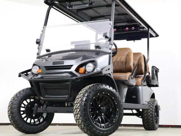 2026 E-Z-GO Express 6 Summit XTL ELiTE Lithium golf cart in white, front three-quarter view