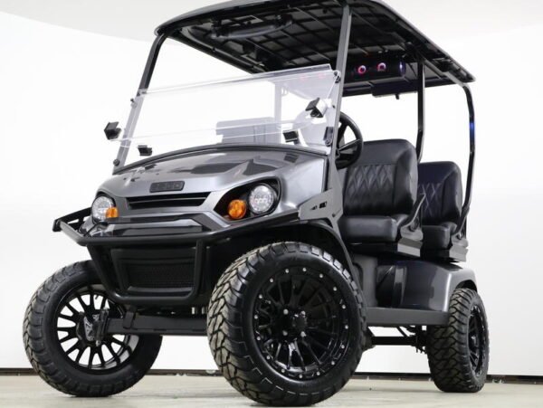 2026 E-Z-GO Liberty Summit XTL ELiTE Lithium golf cart in charcoal, front three-quarter view
