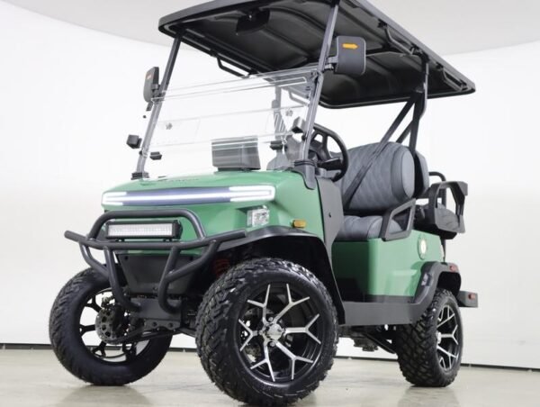 2026 Denago EV Nomad XL golf cart in green, front three-quarter view