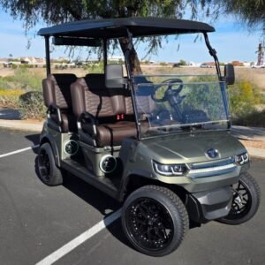 2026 Evolution D5 Ranger 4 golf cart in sage green, front three-quarter view