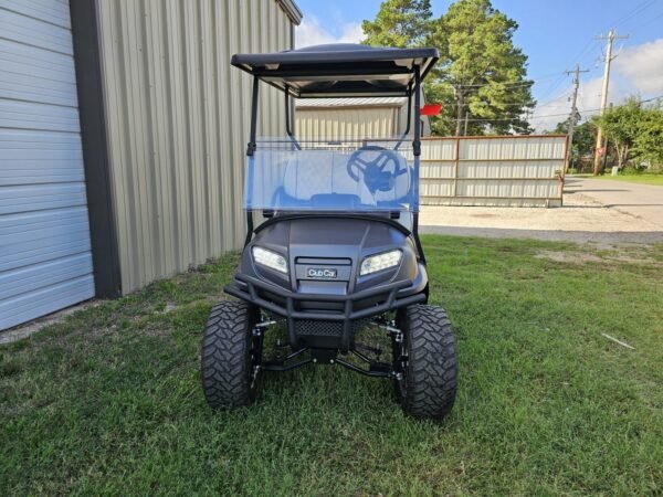 Front view of the gray Club Car Onward Lifted 4 Passenger