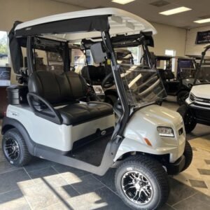 2027 Club Car Onward 2 Passenger in white with enclosure, front three-quarter view