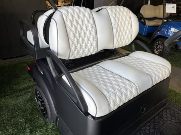 White diamond-stitched seats in the Club Car Onward 4 Passenger