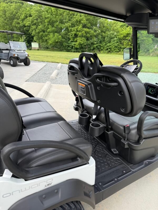 Rear seatback handle and cupholders on the Club Car Onward 4 Forward